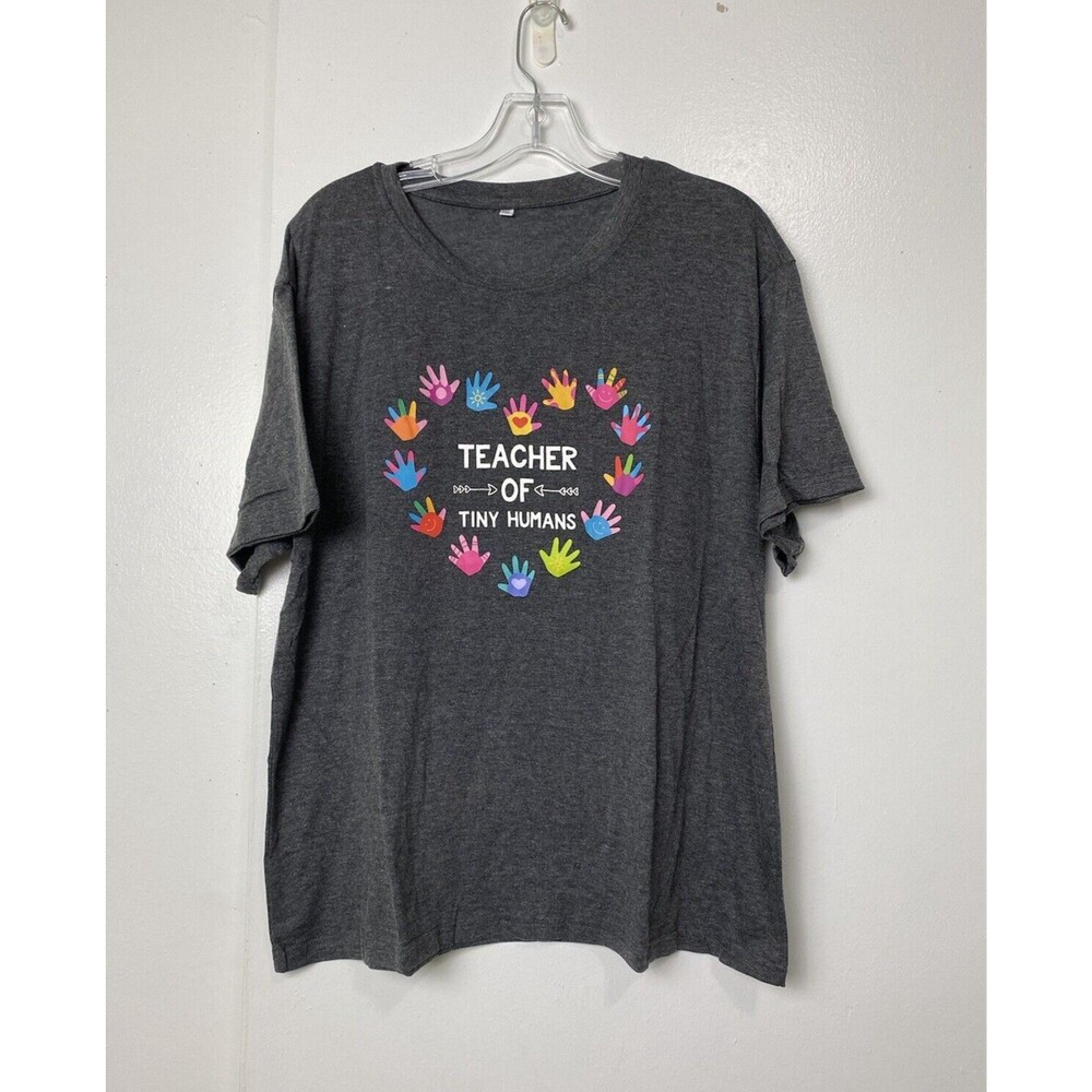 Teacher T-Shirt Dark Gray Size 2XL School Appretiation Teacher Of Tiny Humans